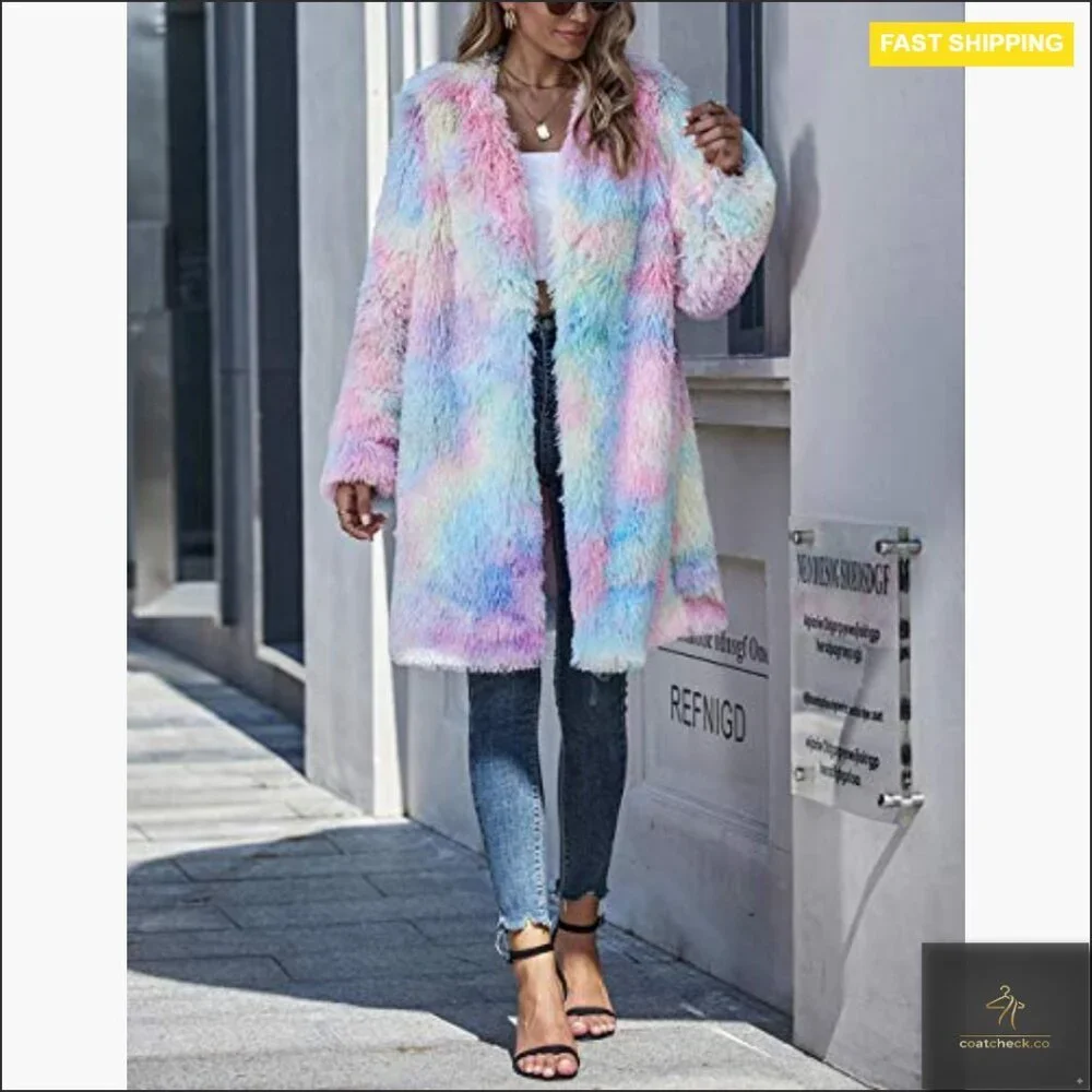Oversized Faux Fur Teddy Cardigan Y2K Chic Cozy Long Sleeve Pullover Jacket - Picture 5 of 6